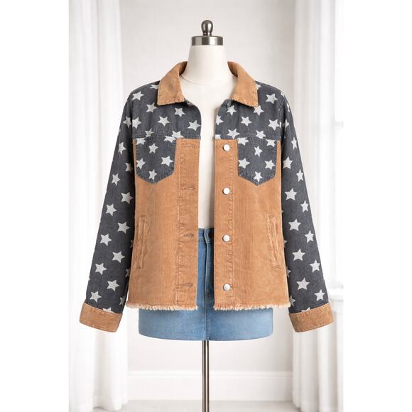 NWT Artistic Works by Lu Corduroy Star Patch Jacket Small - Picture 1 of 5